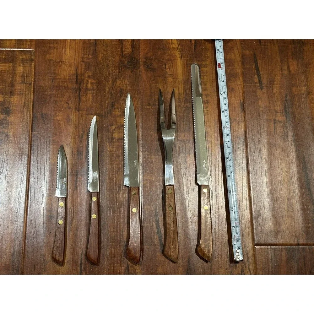 Crown Awards Hand Forged Japan Stainless Steel 5-Piece Carving Knife Fork Set